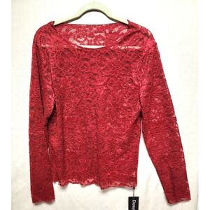 Diosun Sheer Red Floral Lace Long Sleeve Blouse Size 2XL  NWT